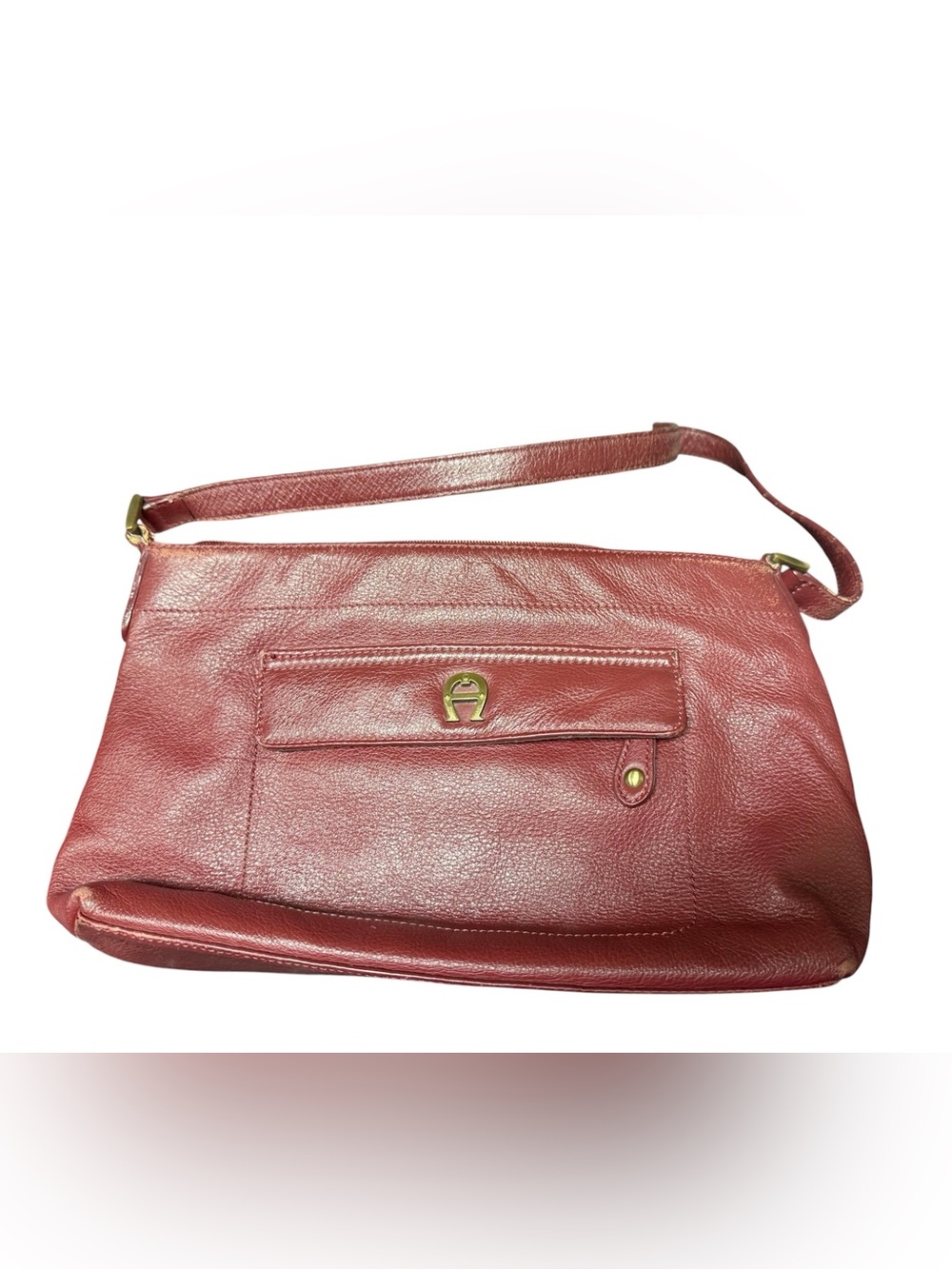Vintage Etienne Aigner Leather Burgundy Triple Compartment Shoulder Purse